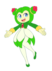 Size: 628x866 | Tagged: safe, artist:mukitsune, cosmo the seedrian, seedrian, 2018, female, flat colors, hands out, mouth open, open smile, simple background, smile, solo, solo female, white background