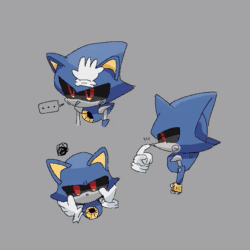 Size: 640x640 | Tagged: safe, artist:pita_b882, metal sonic, 2024, animated, cute, duo, metalbetes, robot, simple background, solo focus, webm