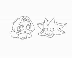 Size: 560x448 | Tagged: safe, artist:guitar_00000001, maria robotnik, shadow the hedgehog, human, 2025, animated, blushing, dancing, duo, greyscale, monochrome, simple background, sketch, smile, standing, webm, white background