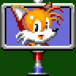 Size: 2400x2400 | Tagged: safe, artist:amzmfan, miles "tails" prower, 2024, classic tails, goal post, green background, pixel art, simple background, smile, solo, sonic the hedgehog 2 (8bit)