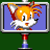 Size: 2400x2400 | Tagged: safe, artist:amzmfan, miles "tails" prower, 2024, classic tails, goal post, green background, pixel art, simple background, smile, solo, sonic the hedgehog 2 (8bit)