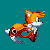 Size: 50x50 | Tagged: safe, artist:facundogomez, miles "tails" prower, 2018, animated, gif, infinite loop, looking at each other, pixel art, running, simple background, solo, sonic the hedgehog: before the sequel, spinning tails, style emulation, turquoise background