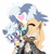 Size: 3591x3795 | Tagged: safe, artist:piink-rose, tangle the lemur, whisper the wolf, 2026, blushing, duo, fangs, heart, heart tail, holding arm, signature, simple background, smile, standing, white background