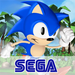 Size: 3300x3300 | Tagged: safe, artist:bsauce486, sonic the hedgehog, sonic 3d blast, 3d, classic sonic, icon, palm tree, sega logo, solo