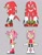 Size: 1606x2048 | Tagged: safe, artist:8xenon8, artist:shadails, amy rose, knuckles the echidna, 2021, alternate outfit, arm fluff, duo, flat colors, front view, frown, fur markings, grey background, leggings, looking at viewer, looking offscreen, redesign, redraw, side view, simple background, smile, standing