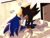 Size: 2048x1574 | Tagged: safe, artist:tamjeong_sonic, shadow the hedgehog, sonic the hedgehog, 2025, backlighting, bed, duo, english text, gay, hand on another's face, heart, indoors, kneeling, lidded eyes, looking at each other, looking at them, lying back, lying down, shadow x sonic, shipping, shoes off, smile, speech bubble, window