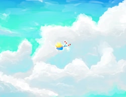 Size: 2048x1574 | Tagged: safe, artist:tamjeong_sonic, sonic the hedgehog, super sonic, 2025, clouds, daytime, outdoors, solo, super form