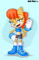 Size: 1080x1650 | Tagged: safe, artist:nonicpower, sally acorn, chipmunk, 2024, female, pose, sally's ringblader outfit, smile, solo