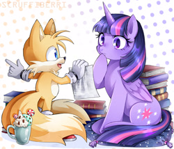 Size: 3113x2662 | Tagged: safe, artist:scruffiberri, miles "tails" prower, my little pony, twilight sparkle