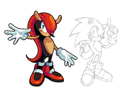 Size: 917x650 | Tagged: safe, artist:maki_ln, mighty the armadillo, 2026, duo, looking at viewer, modern style, simple background, smile, solo focus, standing, white background