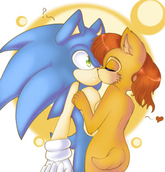 Size: 454x472 | Tagged: safe, artist:miriam0429001, sally acorn, sonic the hedgehog, chipmunk, hedgehog, 2015, duo, female, heart, male, nudity, question mark, sally x sonic, shipping, straight