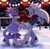 Size: 2499x2448 | Tagged: safe, artist:mscreepyplaguedoctor, blaze the cat, silver the hedgehog, cat, hedgehog, 2023, clothes, duo, female, grin, happy, holding hands, ice skates, ice skating, male, mouth open, nighttime, open smile, scarf, shipping, silvaze, skating, smile, snow, snowing, straight, winter, winter outfit