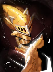 Size: 740x1000 | Tagged: safe, artist:umerouge, sonic the hedgehog, sonic and the black knight, 2025, armor, excalibur sonic, helmet, solo