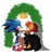 Size: 1590x1691 | Tagged: safe, artist:risziarts, sally acorn, sonic the hedgehog, chipmunk, hedgehog, 2022, bell, clothes, dress, duo, female, looking at each other, male, marriage, outline, sally x sonic, shipping, side view, simple background, smile, straight, suit, wedding dress, wedding suit, white outline