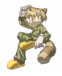 Size: 1649x2037 | Tagged: safe, artist:cham__623, oc, 2023, looking at viewer, oc only, pants, shirt, simple background, sitting, slippers, solo, white background