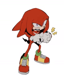 Size: 1166x1416 | Tagged: safe, artist:bb_meronpan, knuckles the echidna, 2025, looking at viewer, simple background, solo, standing, white background