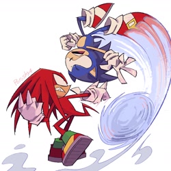 Size: 2200x2200 | Tagged: safe, artist:poroshya, knuckles the echidna, sonic the hedgehog