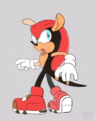 Size: 2550x3200 | Tagged: safe, artist:twincubcakes, mighty the armadillo, armadillo, 2025, looking back, male, needs more jpeg, simple background, solo, standing, watermark