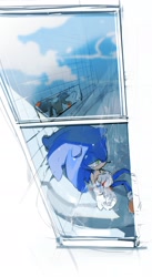 Size: 1026x1876 | Tagged: safe, artist:bb_meronpan, shadow the hedgehog, sonic the hedgehog, 2025, bathtub, blood, duo, indoors, injured, lidded eyes, sitting, water, window