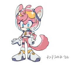 Size: 1140x1018 | Tagged: safe, artist:bb_meronpan, oc, 2025, eyewear on head, helmet, mouth open, oc only, simple background, smile, solo, standing, sunglasses, white background