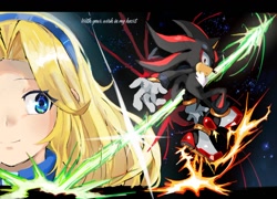 Size: 1398x1007 | Tagged: safe, artist:sang_rain1991, maria robotnik, shadow the hedgehog
