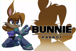 Size: 4096x2731 | Tagged: safe, artist:mistajonz, bunnie rabbot, rabbit, 2026, english text, female, fighting pose, pose, roboticized, solo, sonic advance, sonic satam