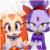Size: 1080x1080 | Tagged: safe, artist:minnesuh, amy rose, blaze the cat, cream the rabbit, cat, hedgehog, rabbit, animated, female, females only, food, ice cream, japanese text, meme, music, trio, trio female, webm