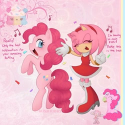 Size: 1440x1440 | Tagged: safe, artist:_bbutterfry, amy rose, my little pony, pinkie pie