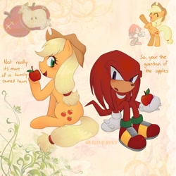 Size: 2048x2048 | Tagged: safe, artist:_bbutterfry, knuckles the echidna, applejack, my little pony