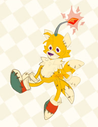 Size: 1280x1649 | Tagged: safe, artist:trash0king, tails doll, 2026, agender, checkered background, deviantart watermark, flat colors, looking offscreen, obtrusive watermark, solo, solo agender, watermark