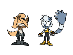 Size: 1024x768 | Tagged: safe, artist:thatrandomcartoonist, tangle the lemur, whisper the wolf, 2026, cute, duo, flat colors, frown, one fang, simple background, smile, standing, tangabetes, thousand yard stare, whispabetes, white background