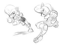 Size: 1280x904 | Tagged: safe, artist:chauvels, sally acorn, chipmunk, 2023, charging, female, fighting, sally's ringblader outfit, sketch, solo
