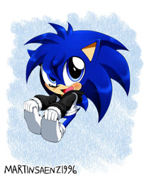 Size: 828x985 | Tagged: safe, artist:martinsaenz1996, oc, oc:alex the hedgehog, hedgehog, 2026, abstract background, baby, blue eyes, blue fur, cute, holding something, hoodie, jacket, looking at viewer, oc only, ocbetes, sitting, smile, socks