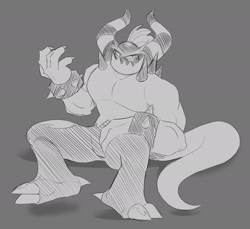 Size: 2000x1828 | Tagged: safe, artist:animatorrader, zavok, zeti, 2025, claws, flat colors, grey background, greyscale, looking at viewer, monochrome, simple background, sitting, solo, sonic racing crossworlds