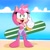 Size: 2550x2550 | Tagged: safe, artist:fernsstories, amy rose, beach, beach outfit, blushing, clouds, female, heart glasses, sand, solo