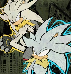 Size: 1531x1603 | Tagged: safe, artist:genkiii05, hedgehog, 2026, abstract background, crisis city, frown, looking at viewer, looking offscreen, male, outdoors, solo, solo male, venice the hedgehog