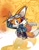 Size: 2550x3300 | Tagged: safe, artist:jojoleafy1234, miles "tails" prower, fox, 2026, blushing, clothes, cute, echo background, eyewear on head, fully clothed, goggles, goggles on head, hand in pocket, jacket, looking at viewer, male, pants, salute, shoelaces, smile, solo, standing, tailabetes, untied shoelace, wink