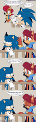 Size: 1536x5154 | Tagged: safe, artist:risziarts, elias acorn, sally acorn, sonic the hedgehog, chipmunk, hedgehog, 2026, comic, dialogue, english text, female, male, sally's vest and boots, speech bubble, trio, waving