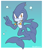 Size: 2456x2870 | Tagged: safe, artist:senshion, razor the shark, 2023, barefoot, border, bubbles, flat colors, gradient background, looking at viewer, male, shark, smile, solo, underwater, v sign, water