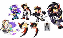 Size: 4096x2480 | Tagged: safe, artist:drawloverlala, ash mongoose, mina mongoose, mongoose, 2023, alternate outfit, clothes, duo, female, fully clothed, glasses, holding something, makeup, male, microphone, mina x ash, pose, shipping, singing, sitting, straight