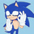 Size: 1280x1280 | Tagged: safe, artist:thelobsterlover, sonic the hedgehog, hedgehog, 2025, blue background, eyes closed, just right, male, meme, okay sign, outline, simple background, solo, standing, white outline