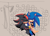 Size: 1244x900 | Tagged: suggestive, artist:sonicfan2026, shadow the hedgehog, sonic the hedgehog, 2023, bathroom, duo, gay, gloves off, hugging, hugging from behind, indoors, lidded eyes, shadow x sonic, shipping, shower, smile, steam, water, wet