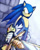 Size: 600x750 | Tagged: safe, artist:evmousser, sonic the hedgehog, hedgehog, sonic and the black knight, 2010, brick wall, building, daytime, excalibur, excalibur sonic, holding something, looking offscreen, male, solo, standing, sword, weapon