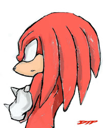 Size: 900x1066 | Tagged: safe, artist:decision-to-protect, knuckles the echidna, echidna, 2012, arms folded, clenched teeth, looking offscreen, male, ms paint, simple background, solo, standing, white background