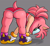 Size: 4324x3969 | Tagged: suggestive, artist:cattrap17, amy rose, hedgehog, alternate hairstyle, alternate outfit, bending over, butt, female, grey background, looking at viewer, simple background, smile, solo, workout outfit