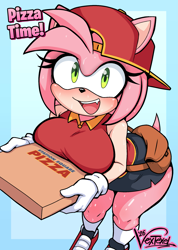 Size: 1669x2339 | Tagged: suggestive, artist:vextexel, amy rose, pizza