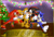 Size: 5912x4000 | Tagged: safe, artist:mistercobalt, knuckles the echidna, miles "tails" prower, shadow the hedgehog, sonic the hedgehog, 2012, age difference, barefoot, bauble, blushing, christmas, christmas decorations, christmas lights, christmas tree, english text, fire, fireplace, gay, group, indoors, kiss, lineless, mistletoe, pushing, shadow x tails, shipping, socks, standing, surprise kiss, surprised, text, tree
