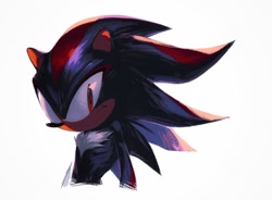 Size: 1172x863 | Tagged: safe, artist:murzanic, shadow the hedgehog, hedgehog, 2026, frown, lineless, looking at viewer, simple background, solo, white background