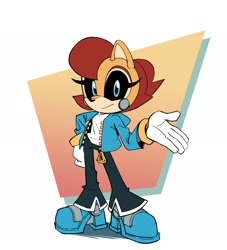 Size: 1742x1918 | Tagged: safe, artist:arturodavvan, sally acorn, chipmunk, 2026, alternate universe, au:rediscovered frontiers, clothes, female, fully clothed, looking at viewer, pose, redraw, roboticized, smile, solo