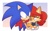 Size: 3438x2160 | Tagged: safe, artist:luckyclau, sally acorn, sonic the hedgehog, chipmunk, hedgehog, 2026, duo, female, holding them, male, redesign, sally x sonic, sally's ringblader outfit, scarf, shipping, star (symbol), straight